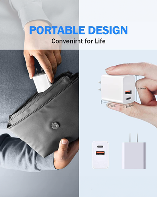 USB C Wall Charger Block,20W Dual Port Cube
