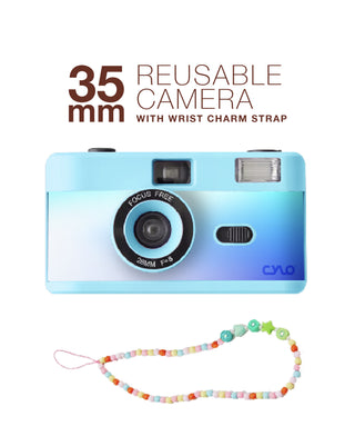 35 mm Reusable blue camera with charm wrist