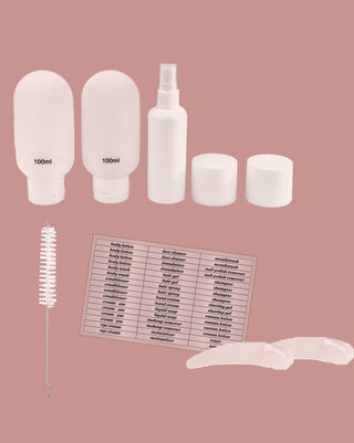 9 pc Travel Bag with Bottle Set 100ml